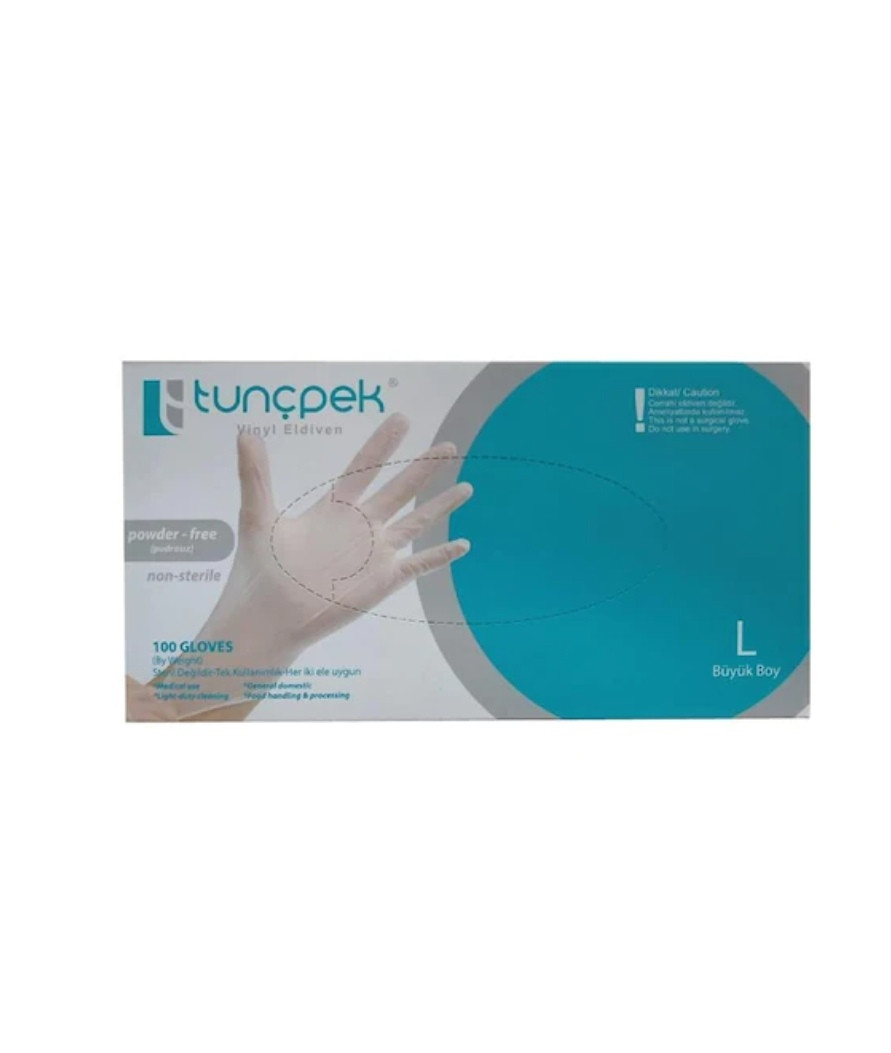 Tunçpek vnyl eldiven Large pudrasız 100'lü
